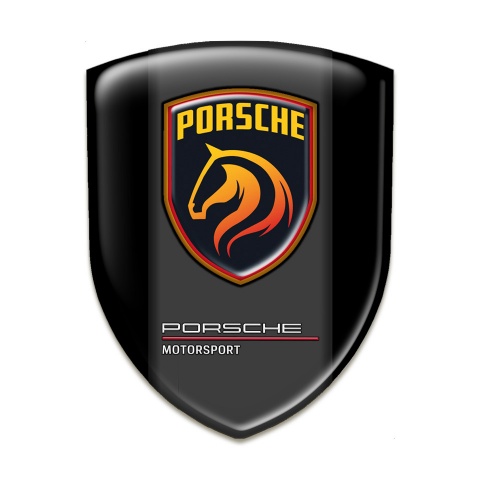 Porsche Resin Sticker Black Background with Orange Logo Design 