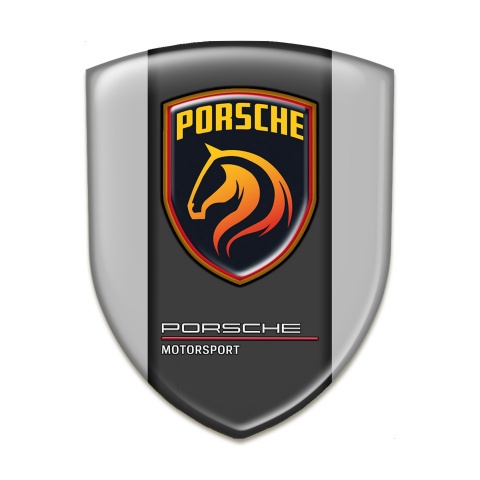 Porsche 3D Gel Emblem Grey Base Orange Logo Style 