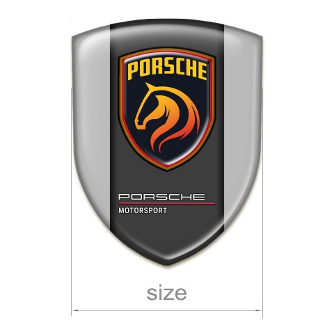 Porsche 3D Gel Emblem Grey Base Orange Logo Style 