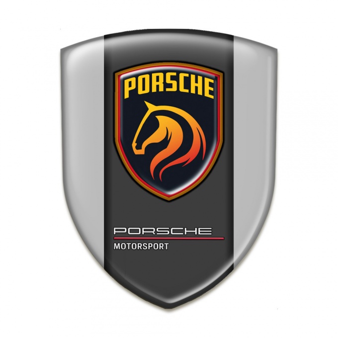 Porsche 3D Gel Emblem Grey Base Orange Logo Style 