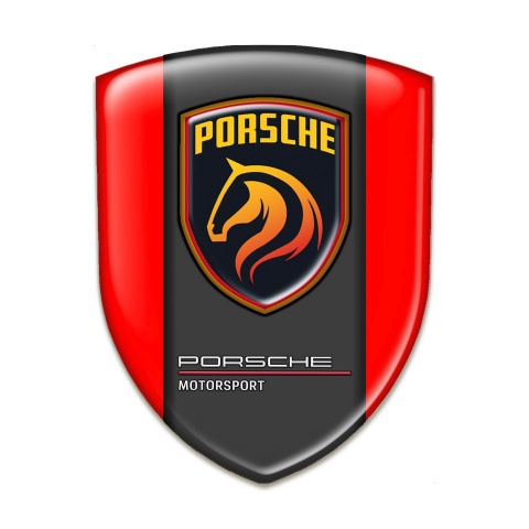 Porsche Emblem Exterior High End Red Base Orange Logo 