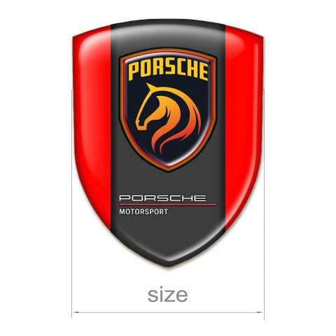 Porsche Emblem Exterior High End Red Base Orange Logo 