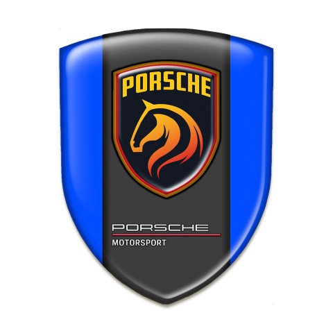 Porsche Emblem Interior Blue Background Orange Logo Style 
