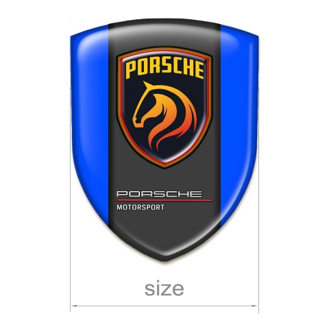 Porsche Emblem Interior Blue Background Orange Logo Style 