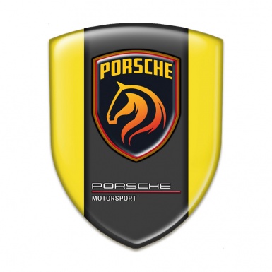 Porsche Car Accessories Badge Yellow Base New Logo Design 