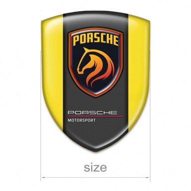 Porsche Car Accessories Badge Yellow Base New Logo Design 