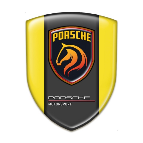 Porsche Car Accessories Badge Yellow Base New Logo Design 