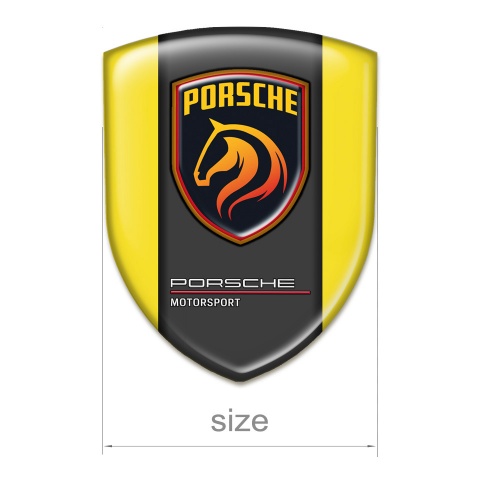 Porsche Car Accessories Badge Yellow Base New Logo Design 