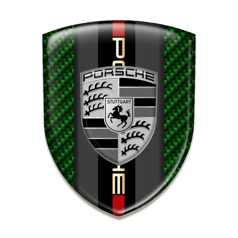 Porsche Car Interior Badge Green Carbon Base Central logo Panel 