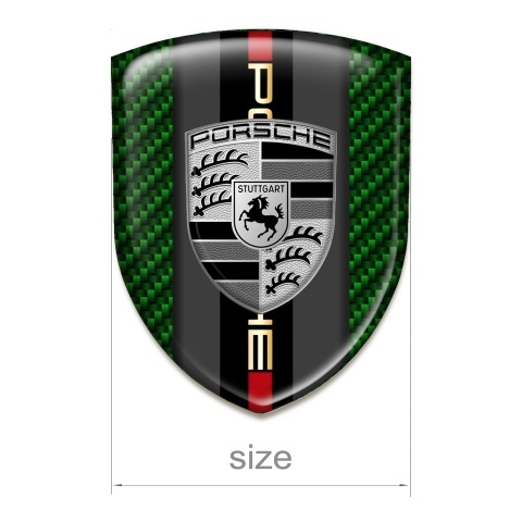 Porsche Car Interior Badge Green Carbon Base Central logo Panel 