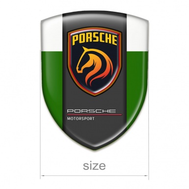 Porsche Silicone Car Decal Badge Green White base Orange Logo 