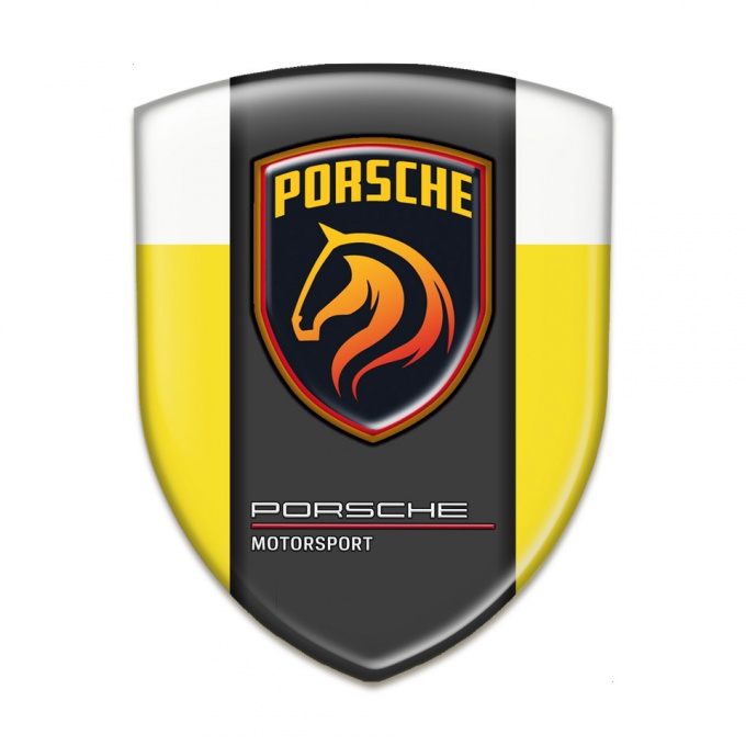 Porsche Logo Emblem High End Yellow white Base Orange Logo 