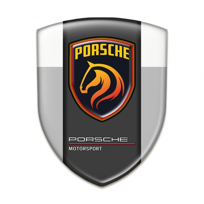 Porsche Tuning Emblem Grey White Warp and Orange Logo 