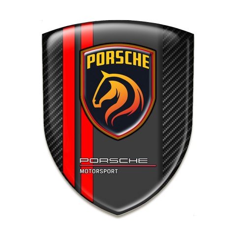 Porsche Resin Sticker Dark carbon Red lines Version 