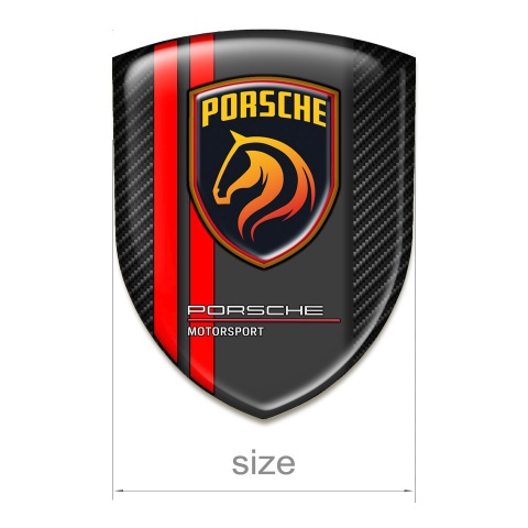 Porsche Resin Sticker Dark carbon Red lines Version 