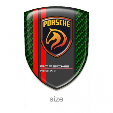 Porsche 3D Gel Emblem High Quality Green Carbon Red Lines Style 