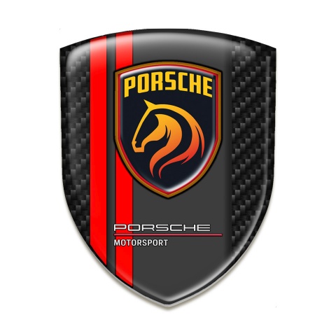 Porsche Emblem Exterior Black Carbon Red Lines Design 