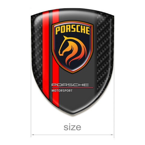 Porsche Emblem Exterior Black Carbon Red Lines Design 