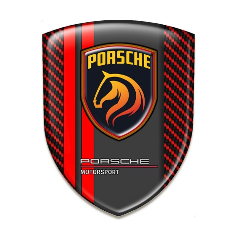 Porsche Emblem Interior Red Carbon Base Red Lines Print 