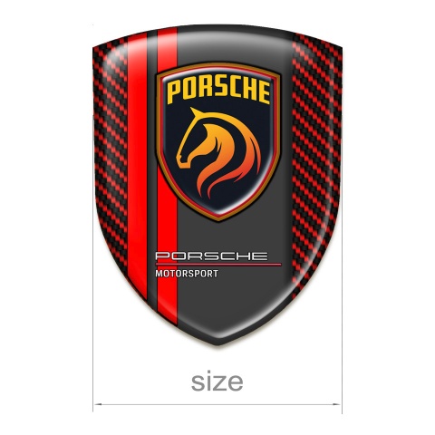 Porsche Emblem Interior Red Carbon Base Red Lines Print 