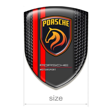 Porsche Tuning Emblem High Quality  Perforated Steel Red Lines Design 