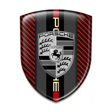 Porsche Car Accessories Badge red Carbon Base grey Logo Motif 