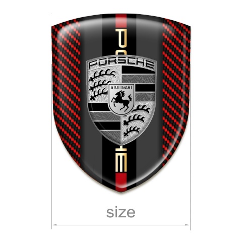 Porsche Car Accessories Badge red Carbon Base grey Logo Motif 