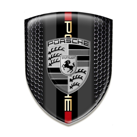 Porsche Self Adhesive Car logo Emblem Perforated Steel base grey Logo Motif 