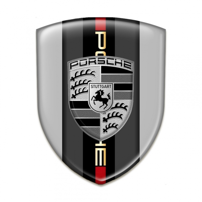 Porsche Silicone Car Decal Badge Grey Warp Gry Logo Motif