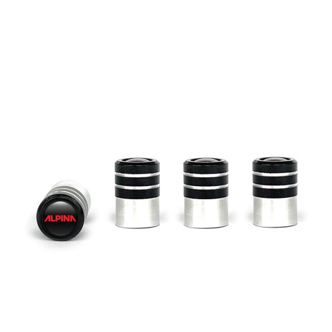 BMW Alpina Valve Caps Tire Black - Aluminium 4 pcs Red Logo