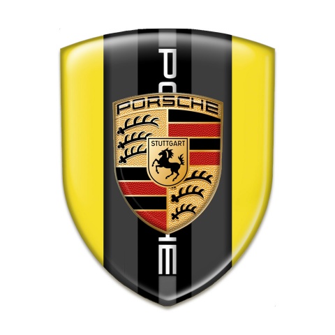 Porsche Emblem Badge Logo Yellow print Classic Logo Design 