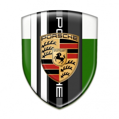 Porsche Tuning Emblem Green White Print with White Lines design 