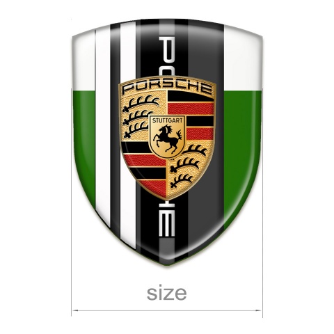 Porsche Tuning Emblem Green White Print with White Lines design 