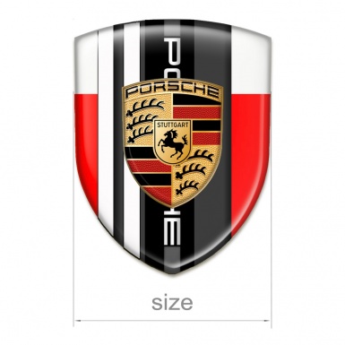 Porsche Resin Sticker red White Print White Lines Style 