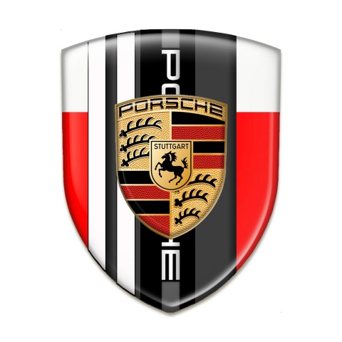 Porsche Resin Sticker red White Print White Lines Style 