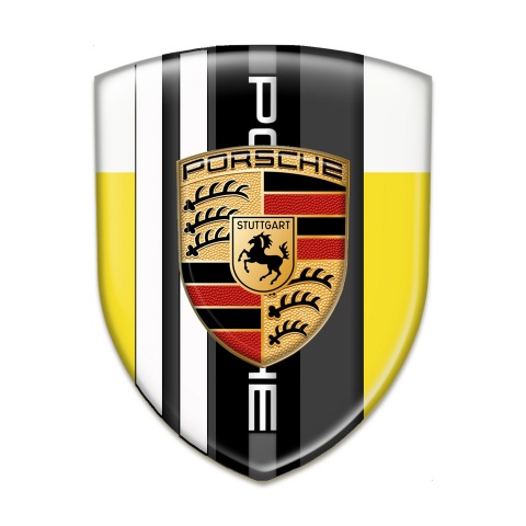 Porsche Emblem Exterior High End Yellow White Print White Lines Style 
