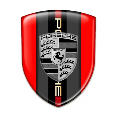 Porsche Emblem Interior Red Background Grey Logo Motif