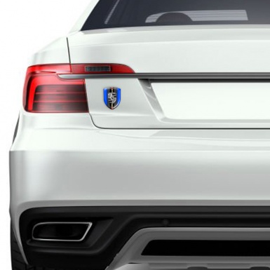 Porsche Tuning Emblem Blue Base Grey Logo Motif