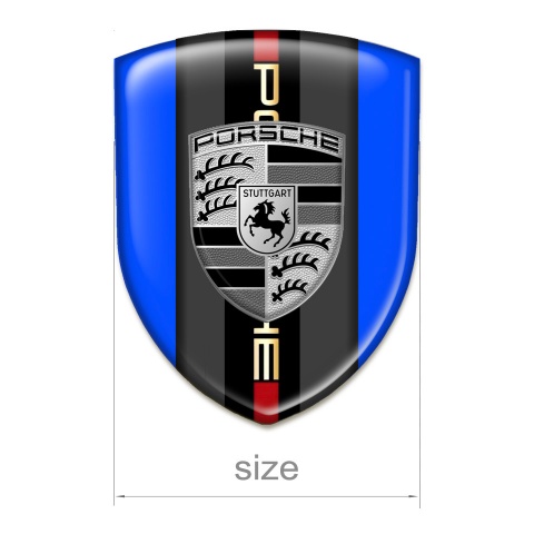 Porsche Tuning Emblem Blue Base Grey Logo Motif