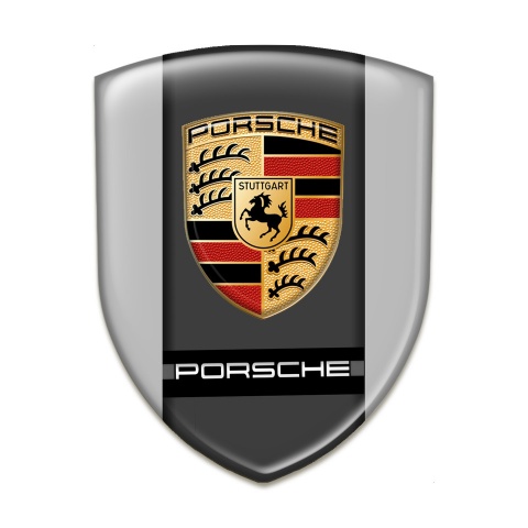 Porsche Self Adhesive Emblem Logo Grey Base Design 
