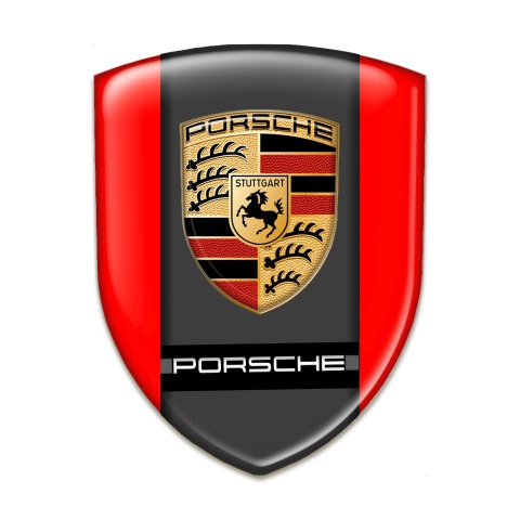 Porsche Domed Emblem Racing Edition Red Base Design 