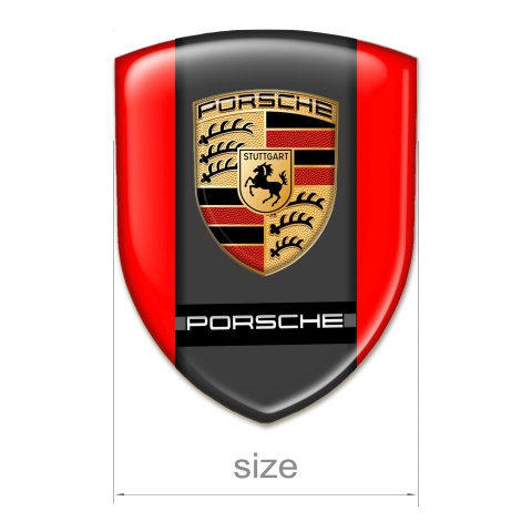 Porsche Domed Emblem Racing Edition Red Base Design 