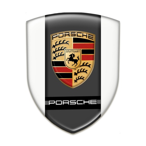Porsche 3D Gel Emblem white Base Style 