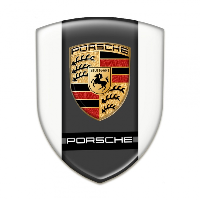 Porsche 3D Gel Emblem white Base Style 