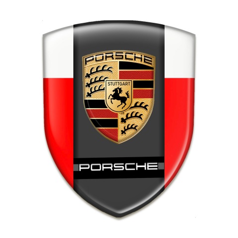 Porsche Car Accessories Badge Red White Edition 