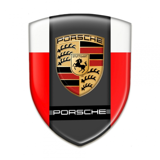 Porsche Car Accessories Badge Red White Edition 