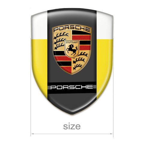 Porsche Domed Emblem Yellow white Style 