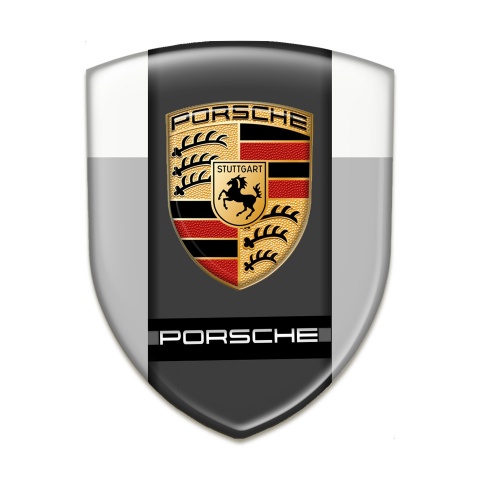 Porsche Silicone Emblem High End Grey White Print Design 