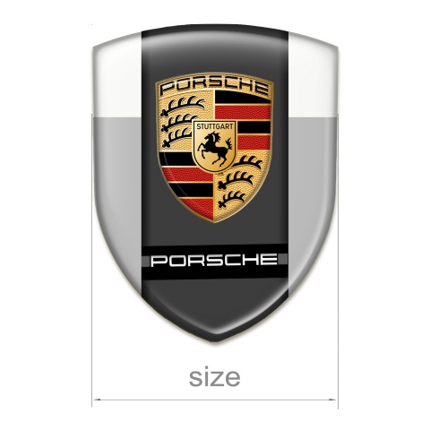 Porsche Silicone Emblem High End Grey White Print Design 