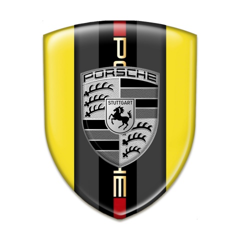 Porsche Silicone Emblem Yellow Base Grey Logo Motif